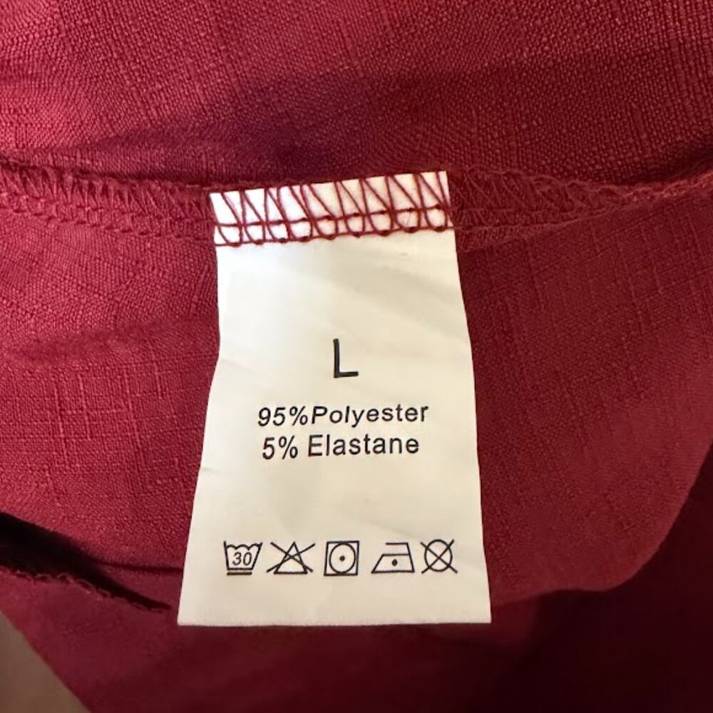 Burgundy High Waist Wide Leg Palazzo Pants Wrap Detail Elastic Back - Picture 8 of 10